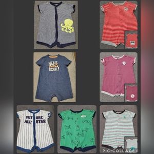 Seven baby boy size 6 months rompers Carter's & Cherokee